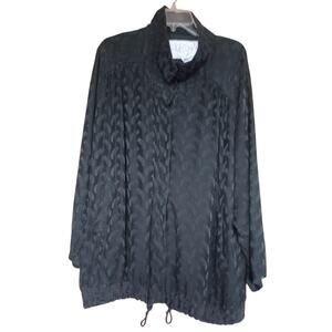 VTG Bobbie Burns Black Silk Bomber Jacket Women's 2X Ski Designer 90s Old Money